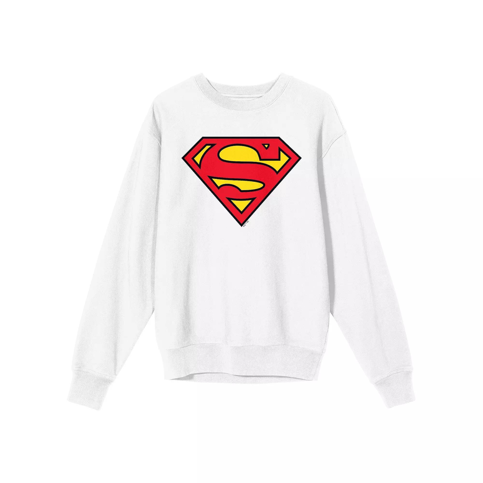 Men's Superman Long Sleeve Tee, Size: Small, White Product Image