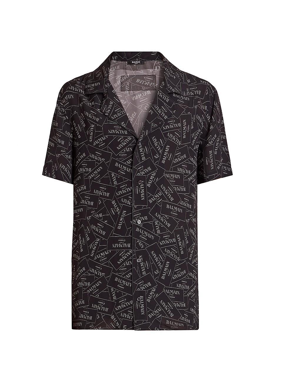Mens Allover Couture Label-Print Shirt Product Image