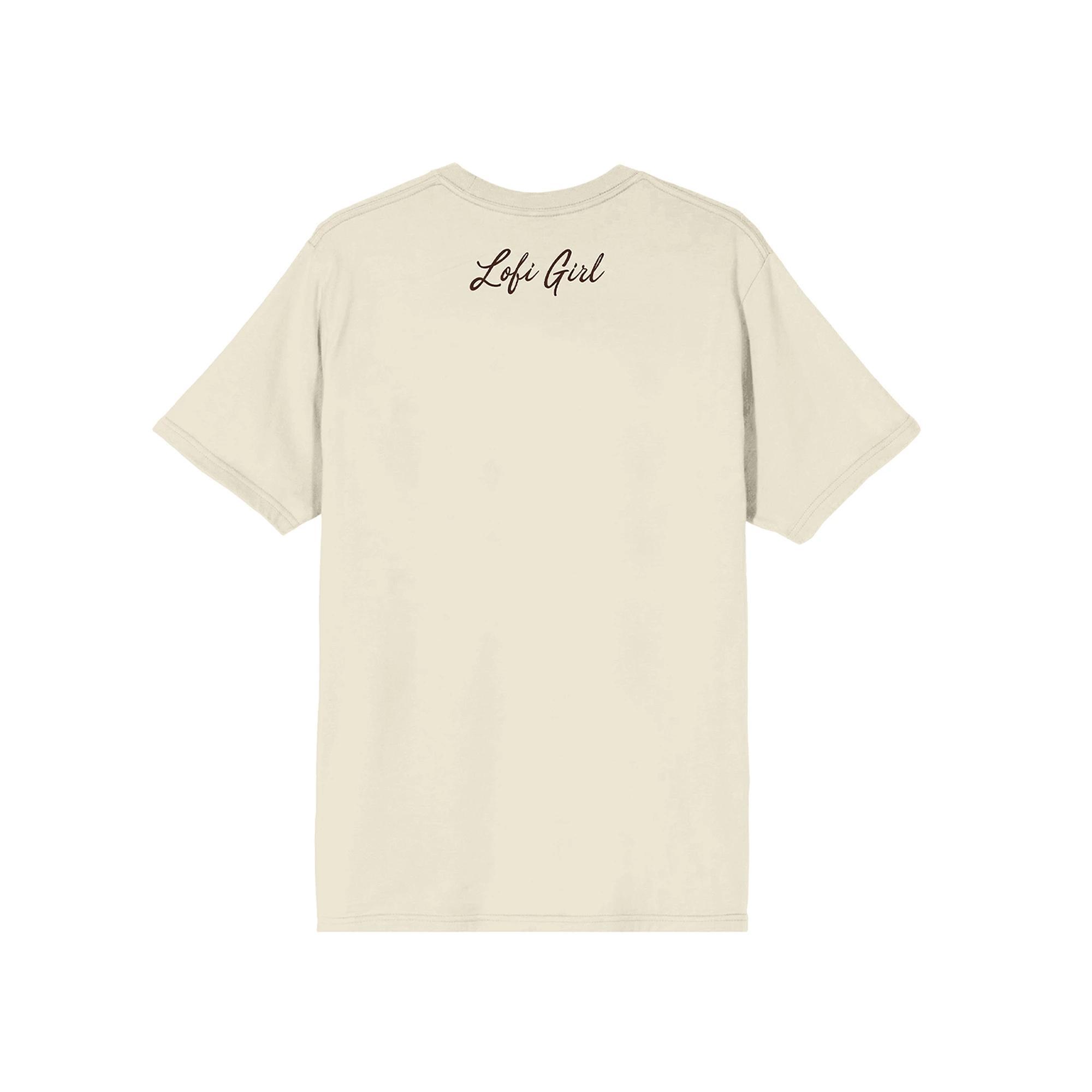 Mens LOFI Girl Orange Cat Napping Short Sleeve Graphic Tee Beig Green Product Image