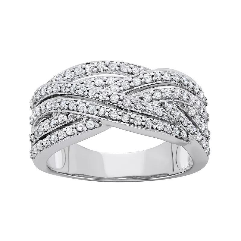 10k White Gold 3/4 Carat T.W. Diamond Band Ring, Women's, Size: 7 Product Image