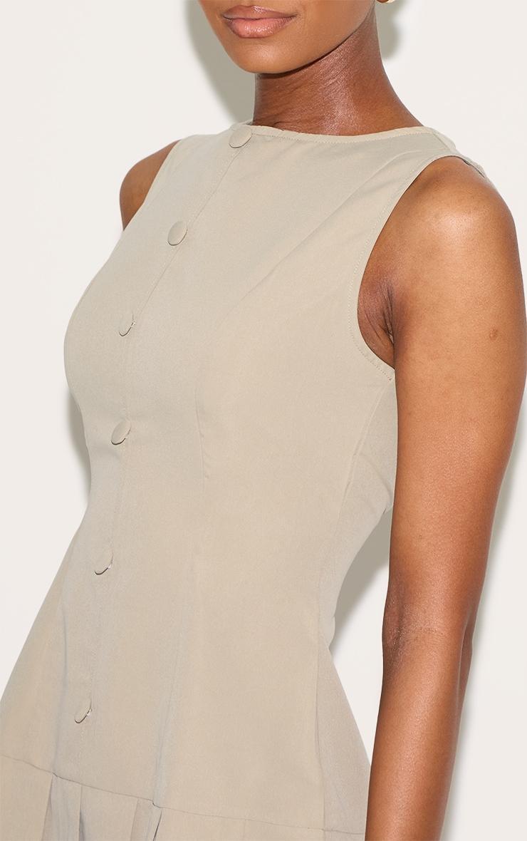 Clay Button Down Pleated Hem Shift Dress Product Image