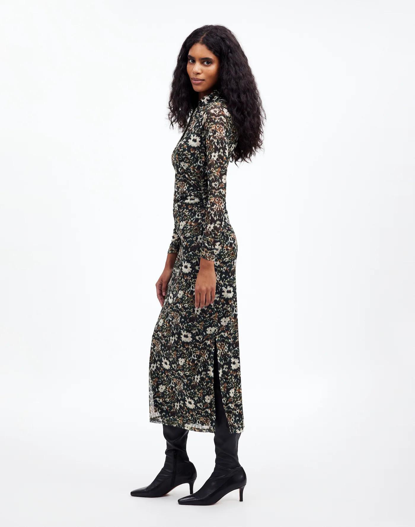 Long-Sleeve Polo Midi Dress in Floral Product Image