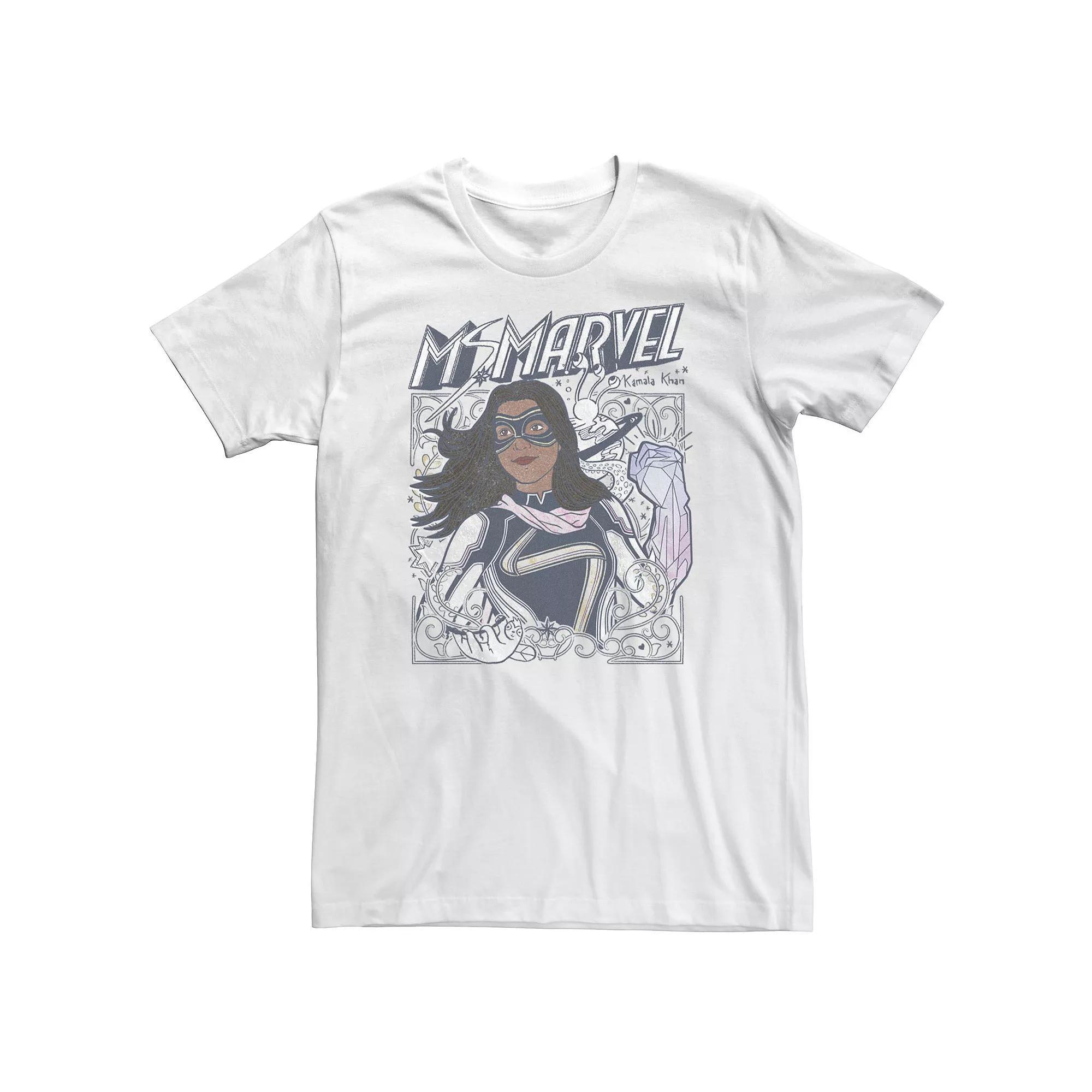 Big & Tall Marvel Ms. Marvel Doodle Tee, Men's, Size: 3XL Tall, White Product Image