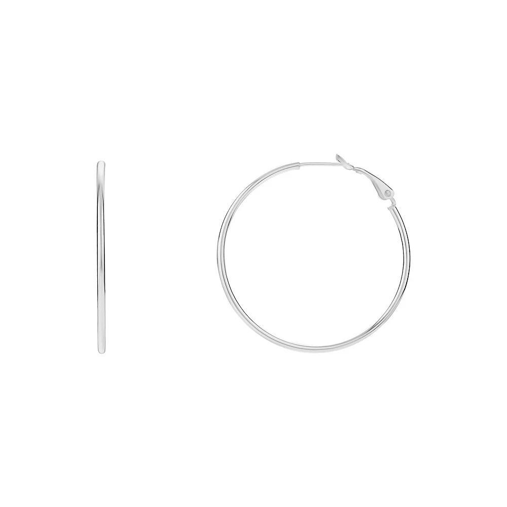 PRIMROSE Sterling Silver Tube Hoop Earrings, Women's, Size: 40 mm Product Image