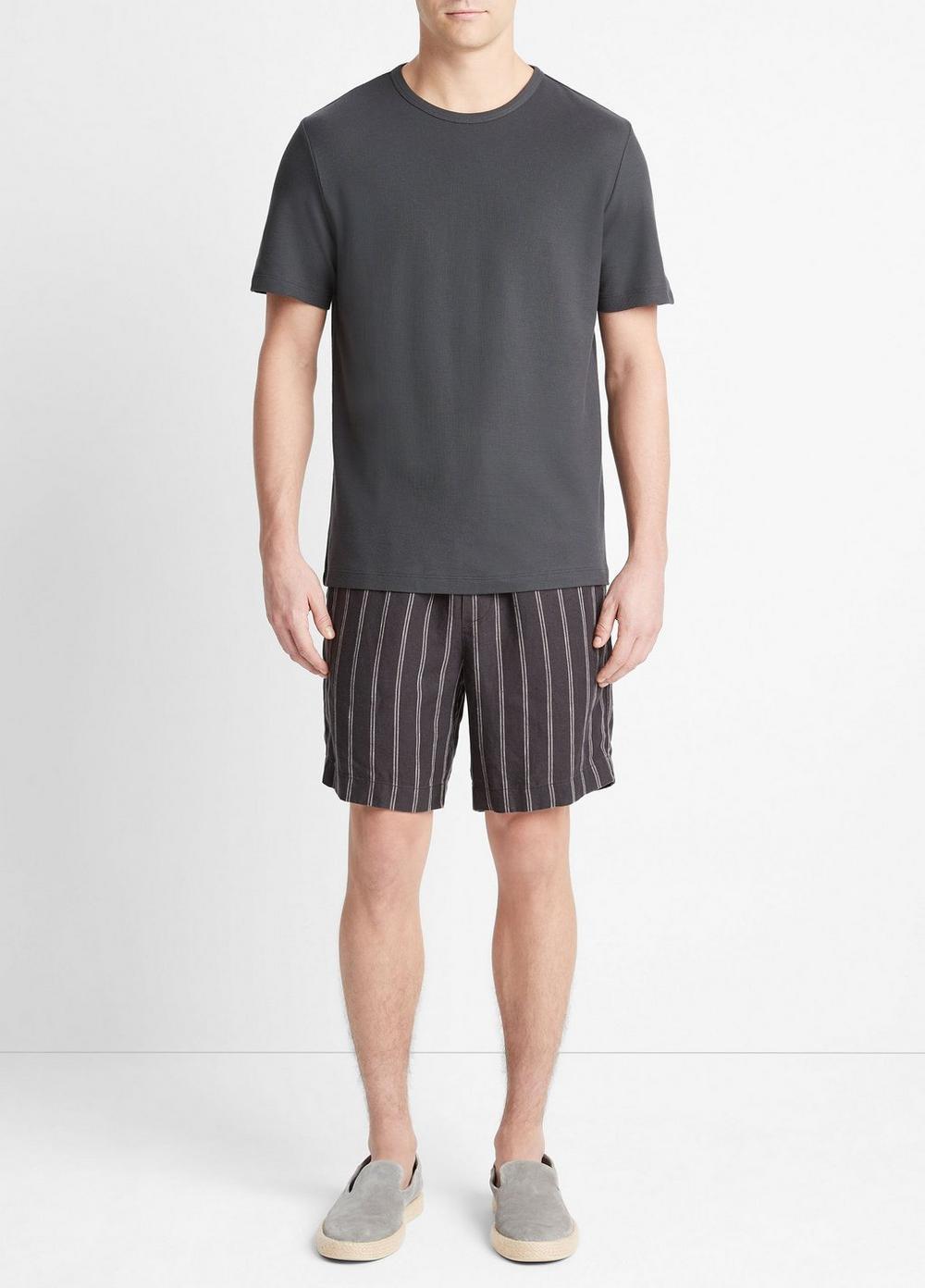 Mens Pima Cotton Piqu Crew Neck T-Shirt, Soft Black, Size L Vince Product Image