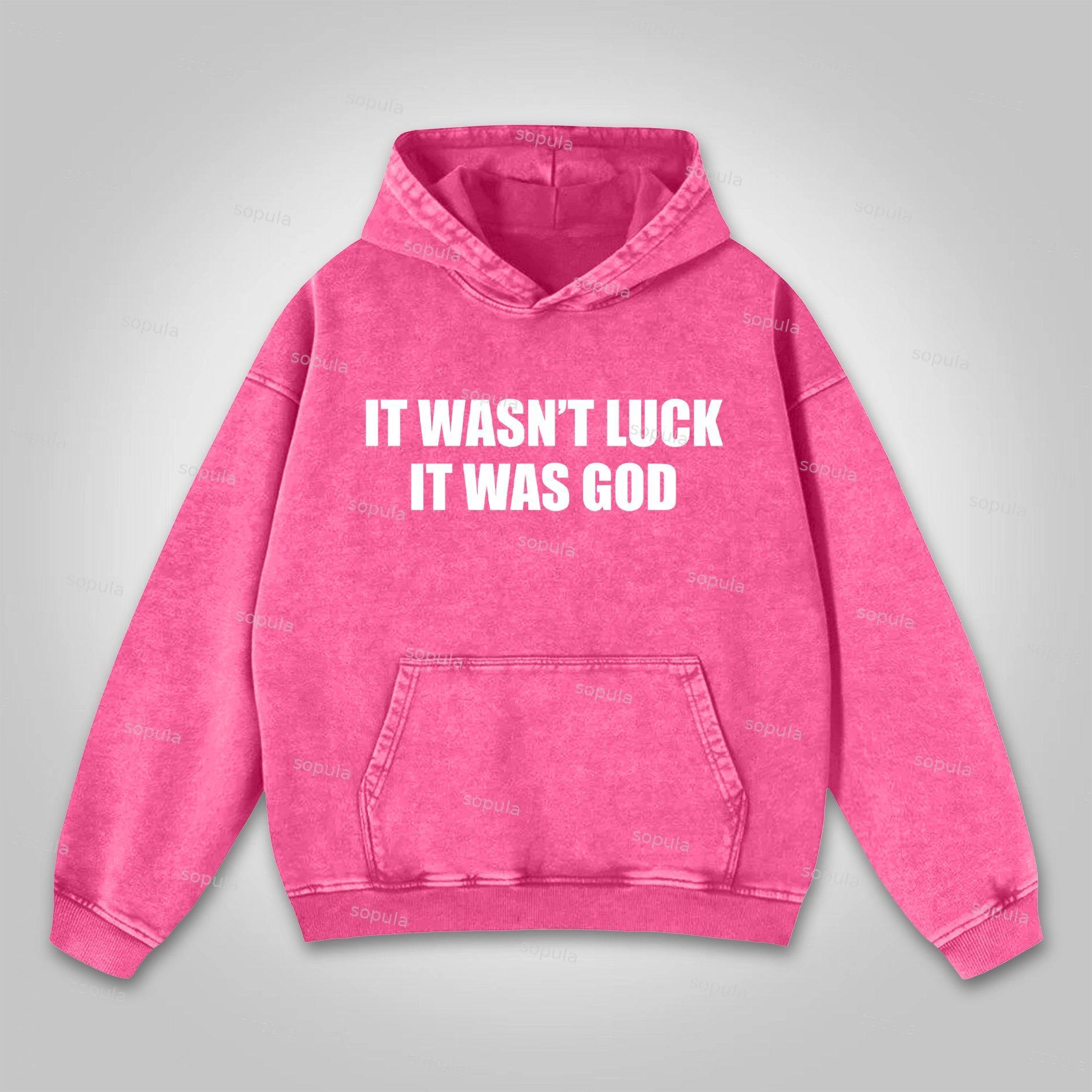 Sopula It Wasn't Luck It Was God Sogan Graphic Washed Hoodie Product Image