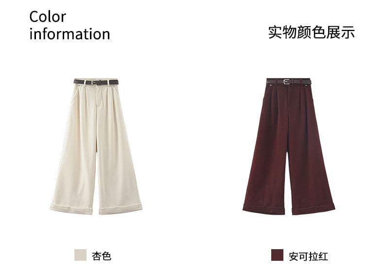 High Waist Plain Wide Leg Pants Product Image