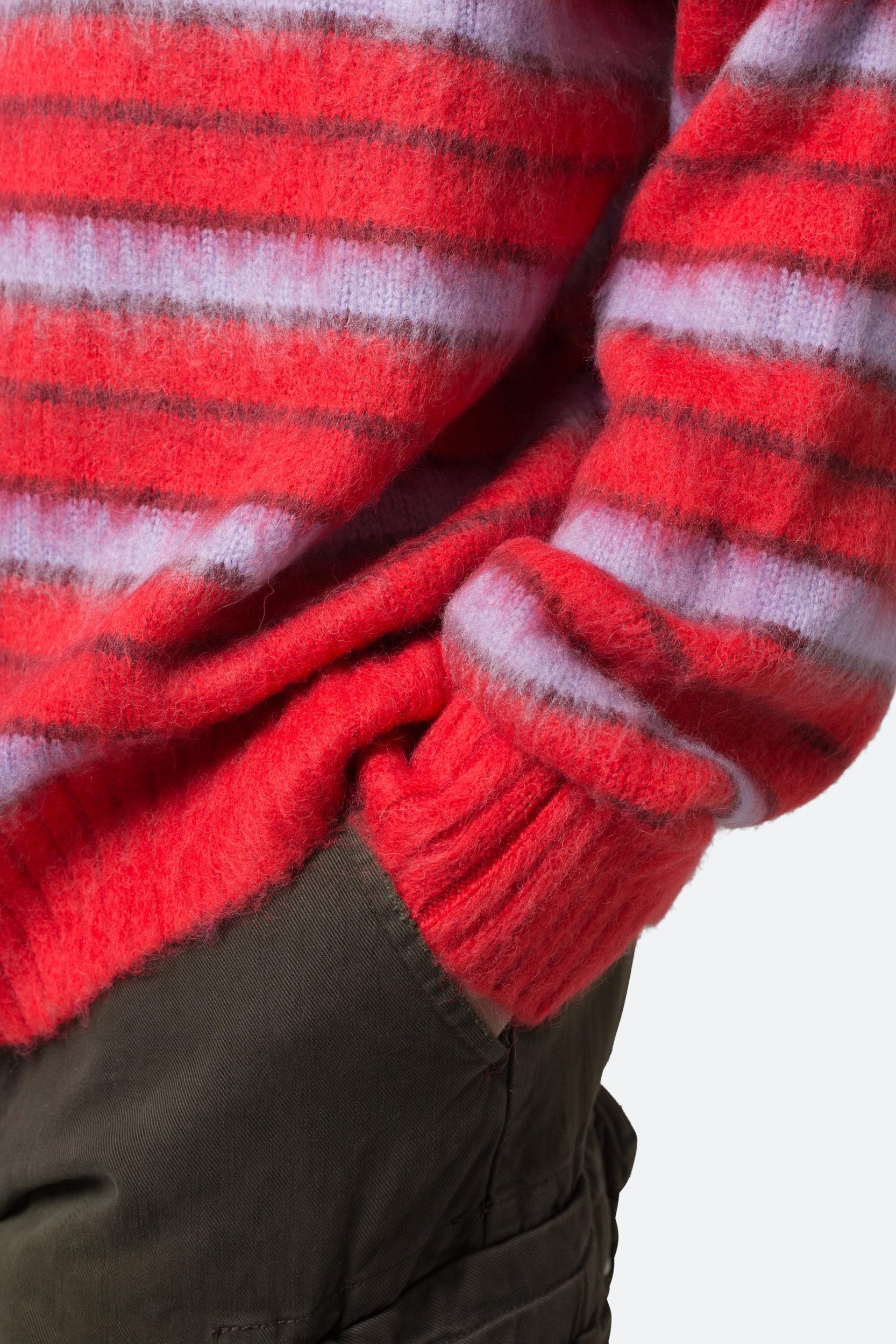 Striped Mohair Sweater - Red Product Image