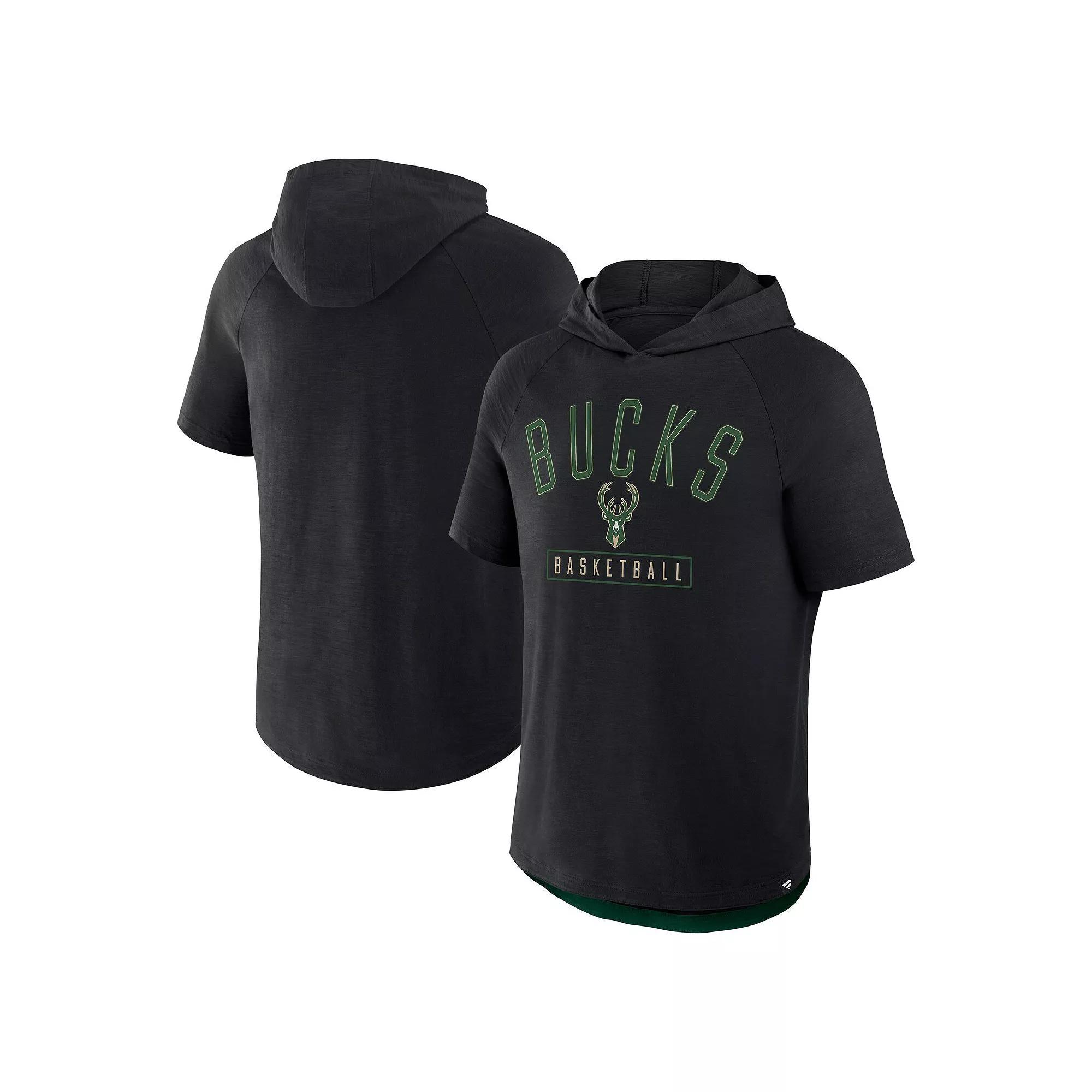 Men's Fanatics Black Milwaukee Bucks Pass Legend Hooded T-Shirt, Size: 2XL Product Image