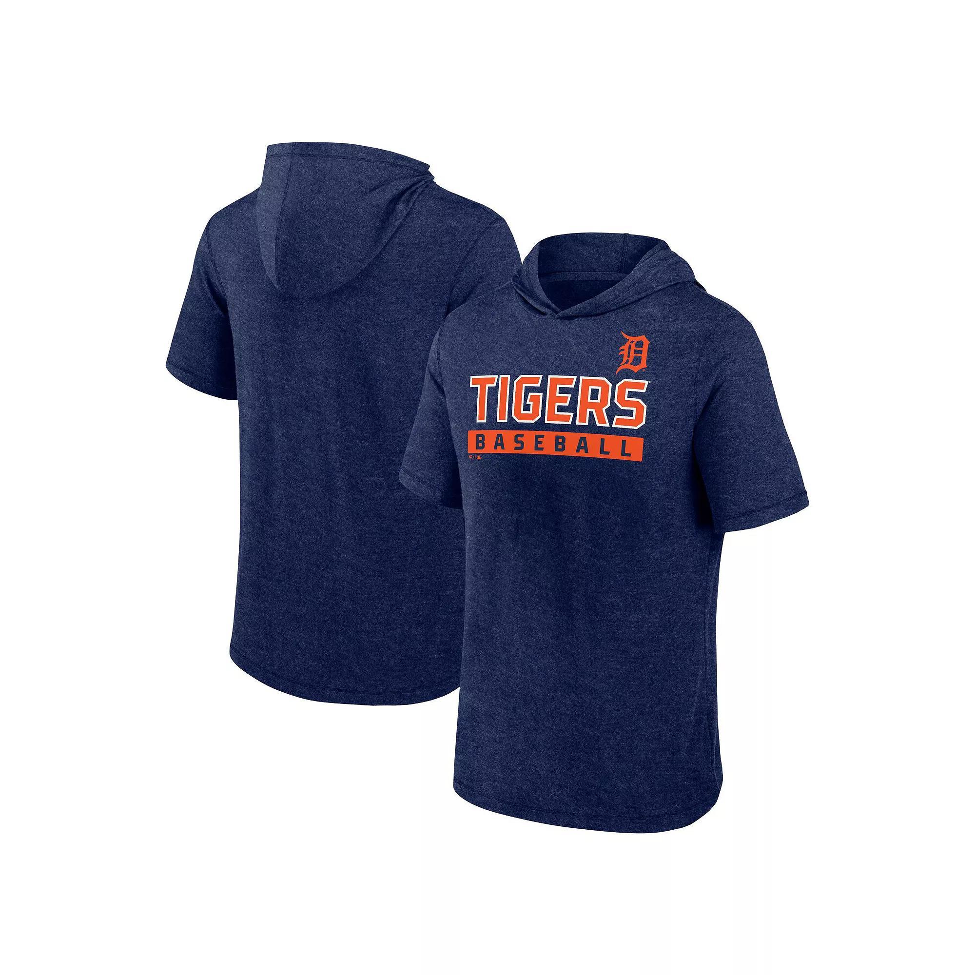 Mens Fanatics Heather Seattle Mariners Push Short Sleeve Pullover Hoodie Blue Product Image