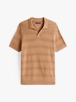 Open-Neck Stripe Knit Sweater Polo Product Image