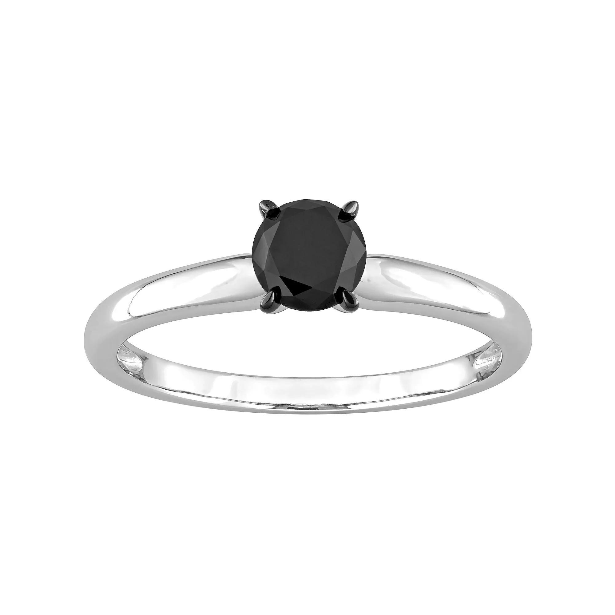 Stella Grace 14k White Gold 3/4 Carat T.W Black Diamond Solitaire Ring, Women's, Size: 5 Product Image