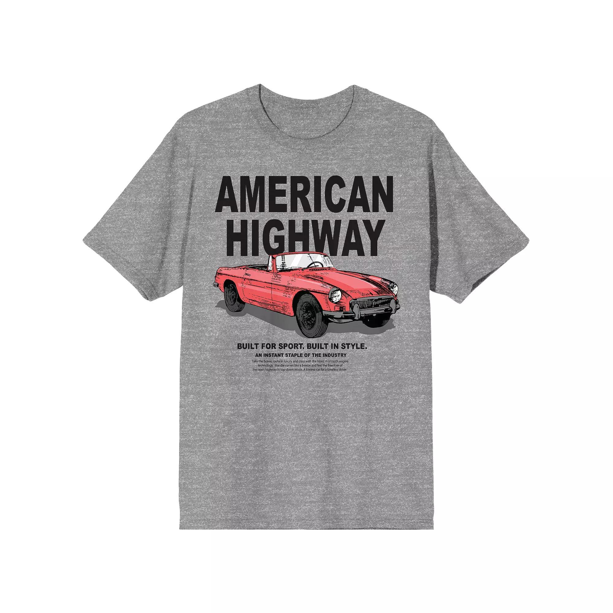 Men's Car Fanatic Red Vintage Car Tee, Size: XL, Gray Product Image