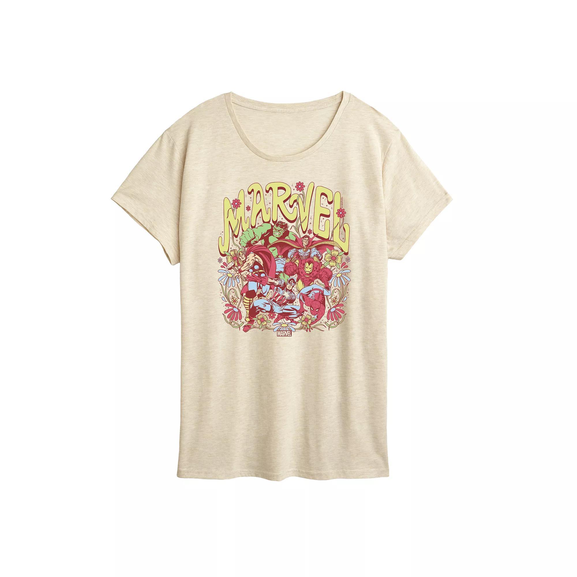 Womens Marvel Vintage Floral Graphic Tee Product Image