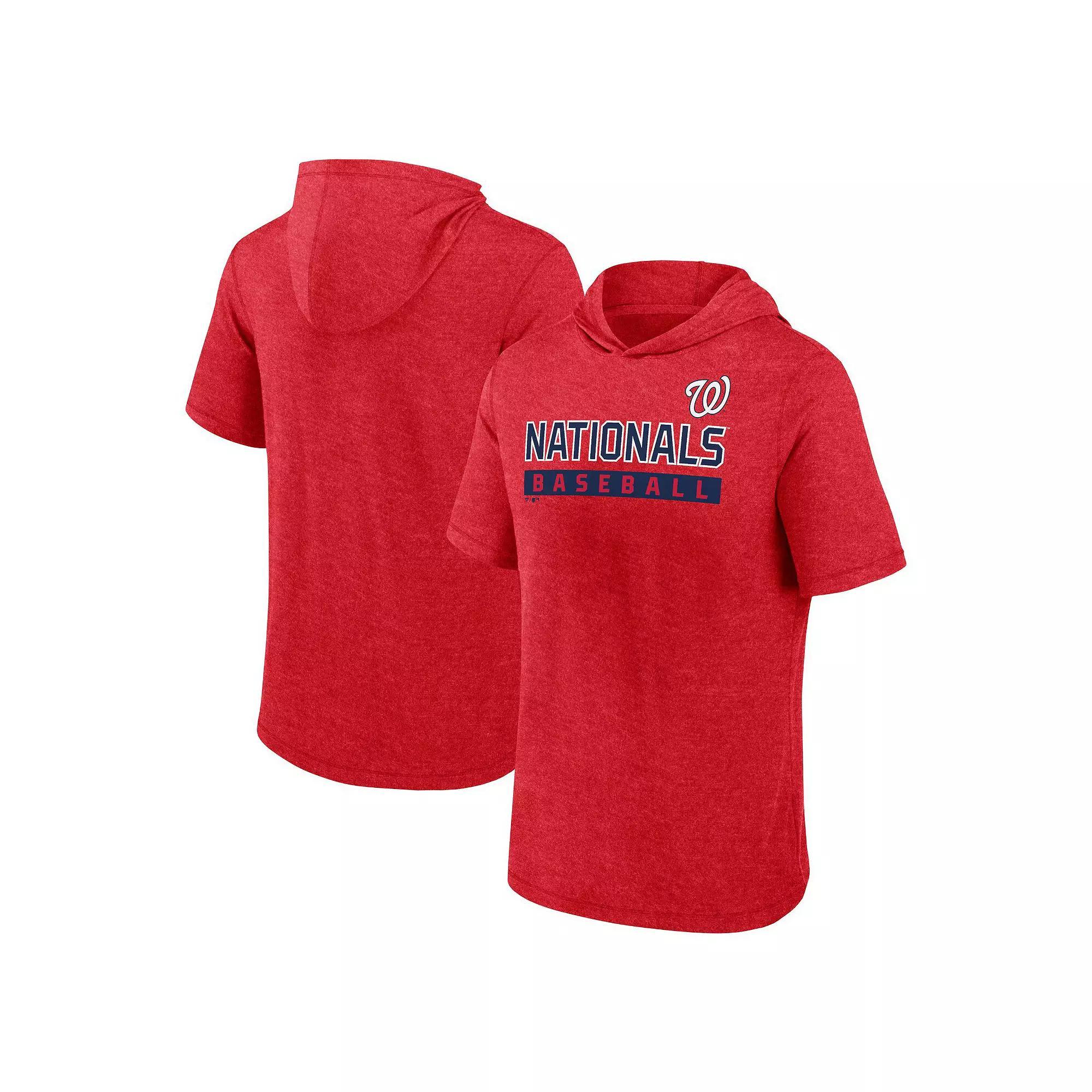 Men's Fanatics Heather Navy Minnesota Twins Push Short Sleeve Pullover Hoodie, Size: Medium, Blue Product Image