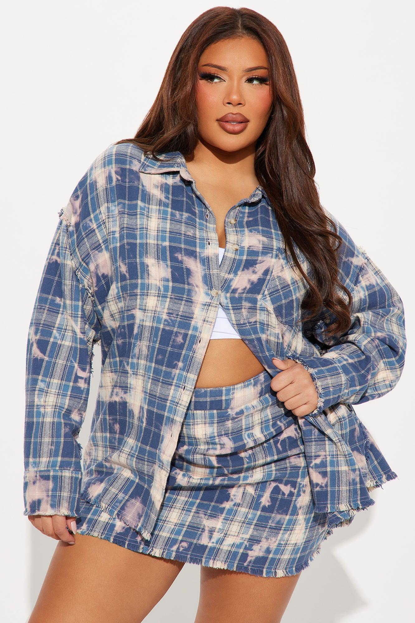 Brianne Plaid Skirt Set - Blue/combo Product Image