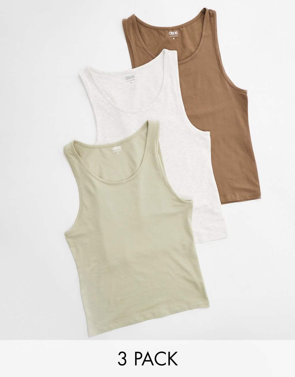 ASOS DESIGN 3 pack muscle tank top in multiple colors Product Image