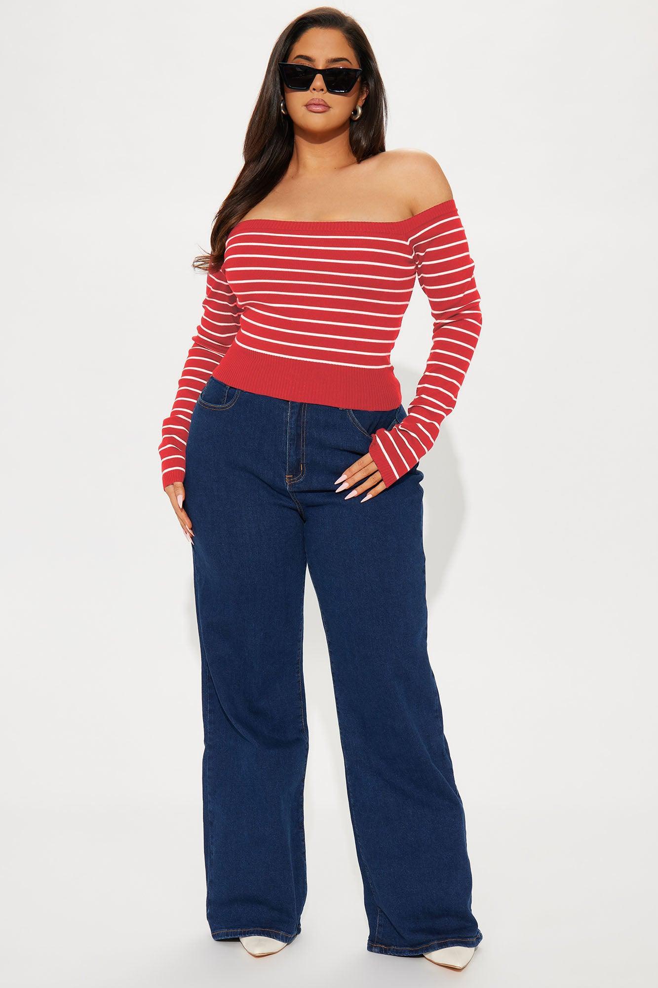 Hamptons Weekend Striped Sweater - Red/White Product Image