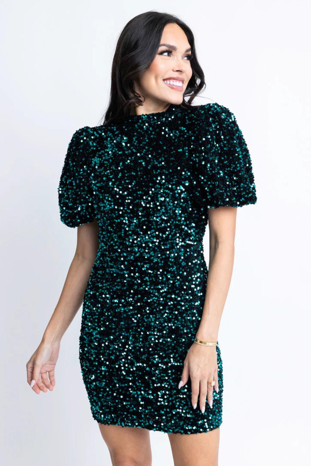 Puff Slv Sequin Mini Dress Product Image