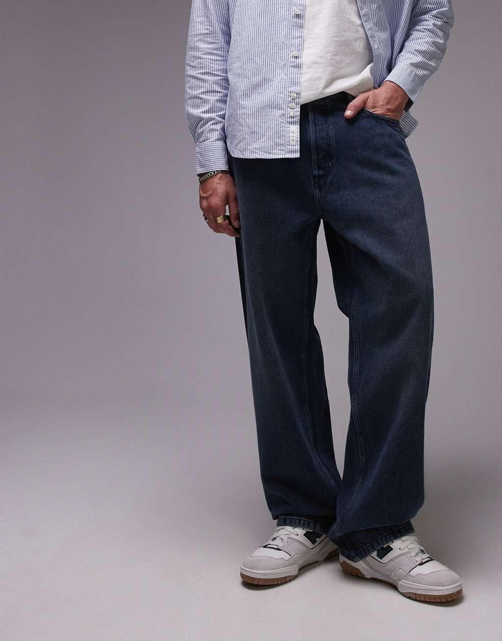 ARKET Mist low rise baggy wide leg jeans in gray blue Product Image