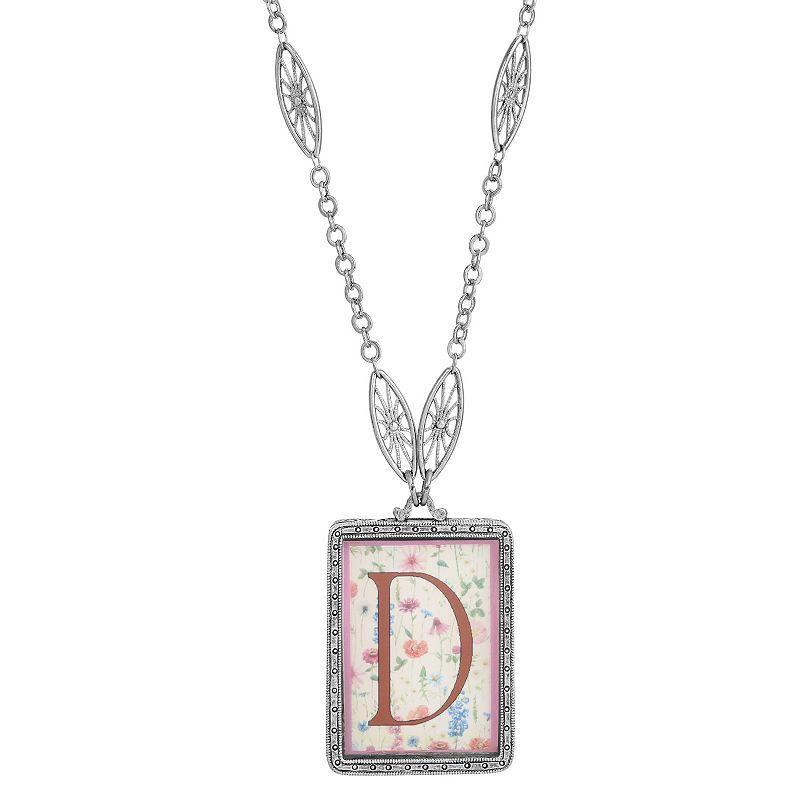 1928 Floral Motif Initial Pendant, Women's, G Product Image