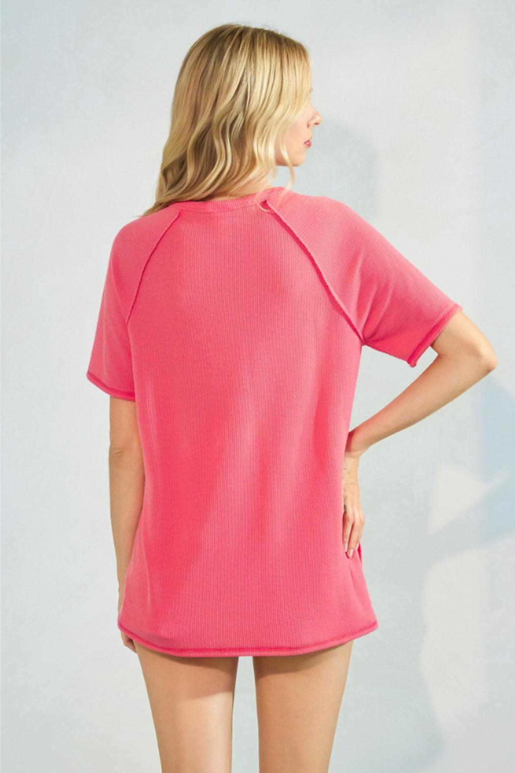 Floral Knit Button Front Short Sleeve Top Product Image