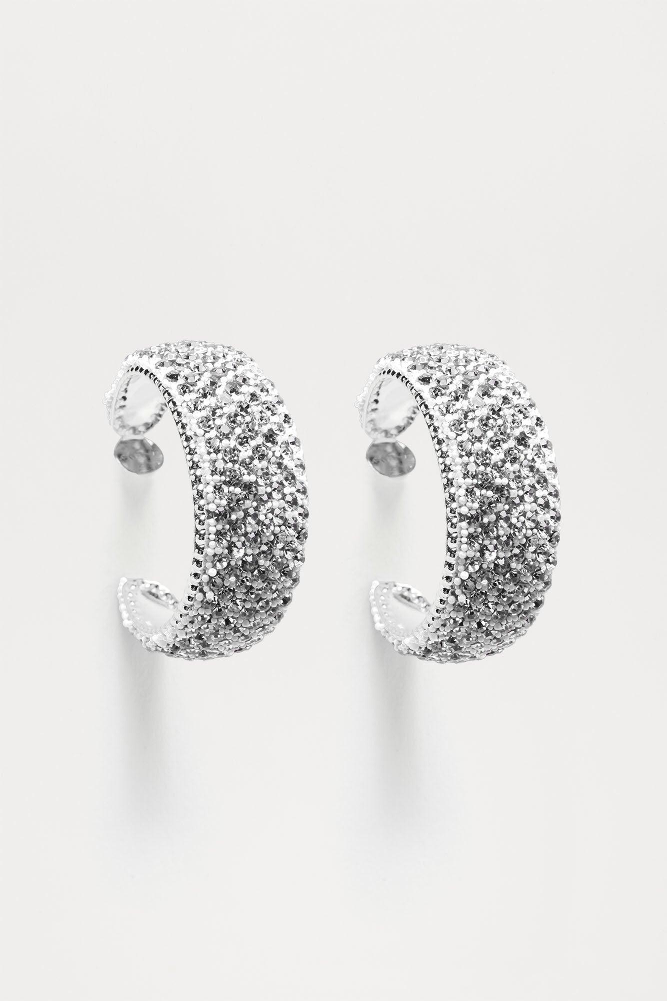 Catch A Glimpse If You're Lucky Hoop Earrings - Clear/Silver Product Image