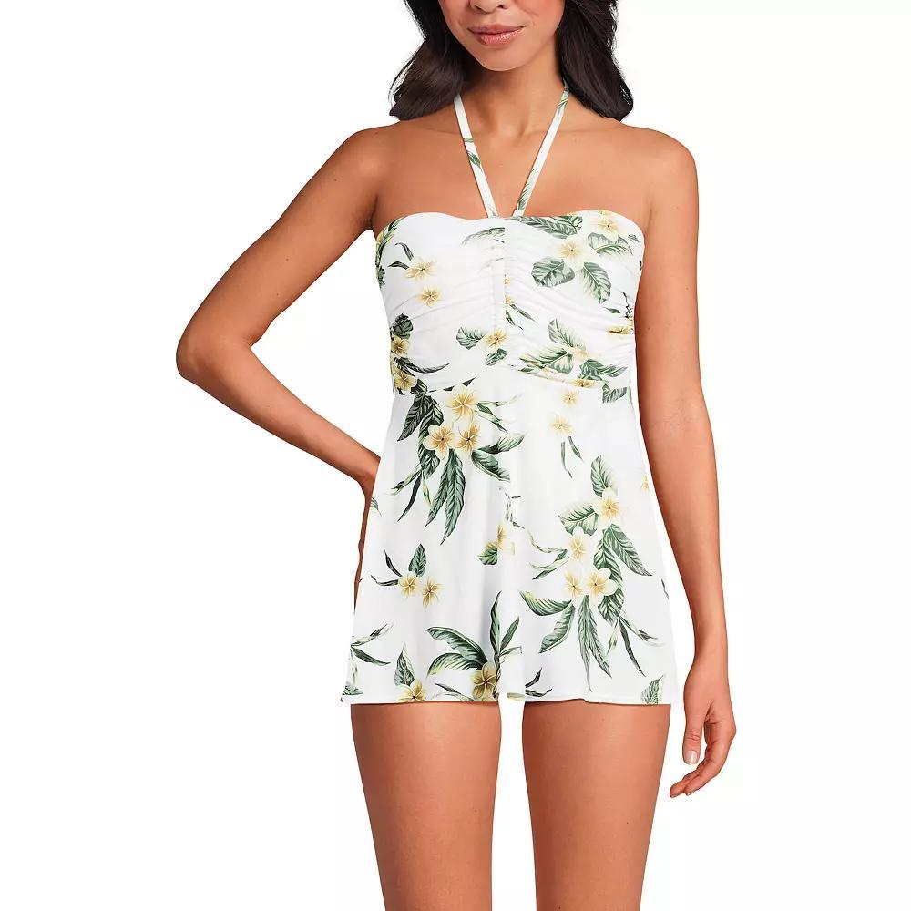 Women's Lands' End Ruched Multi-Way Mini Swim Dress Swimsuit, Size: 14, Purple Olive Ombre Product Image