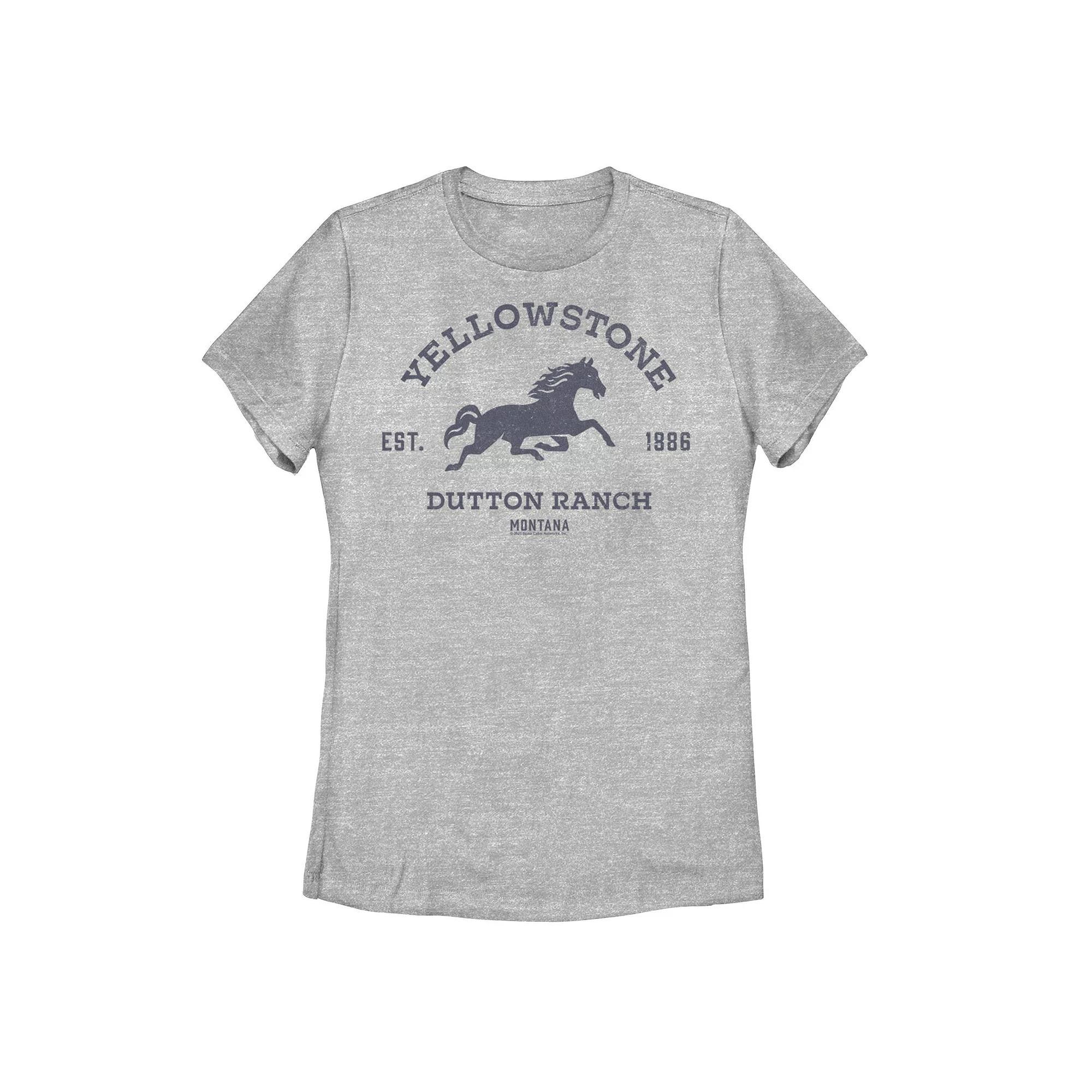 Juniors Yellowstone Dutton Ranch Montana Horse Graphic Tee, Girls Athletic Grey Product Image