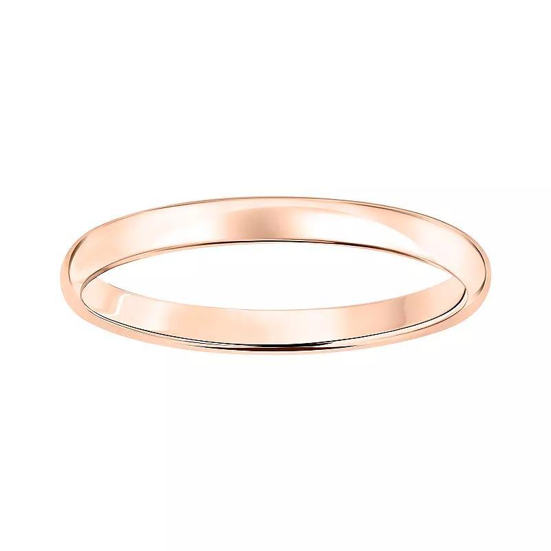 10k Gold 2 mm Polished Dome Wedding Band, Women's, Size: 6, Pink Product Image