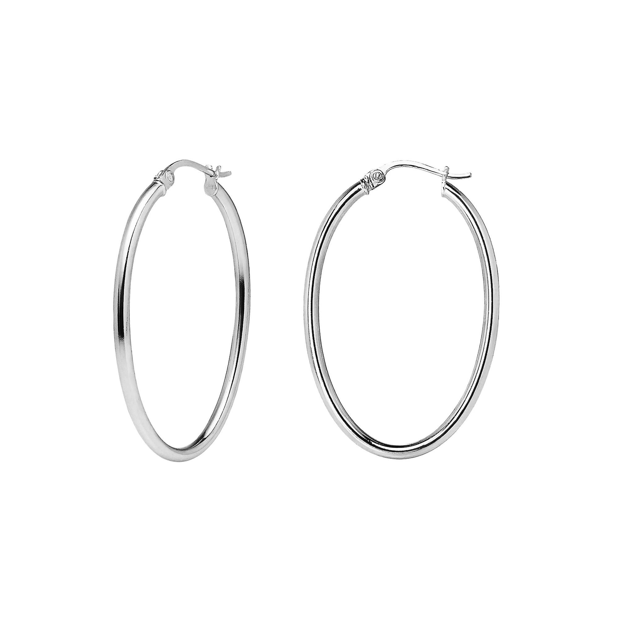 Aleure Precioso Sterling Silver Oval Hoop Earrings, Women's, Size: 30MM, Gold Tone Product Image