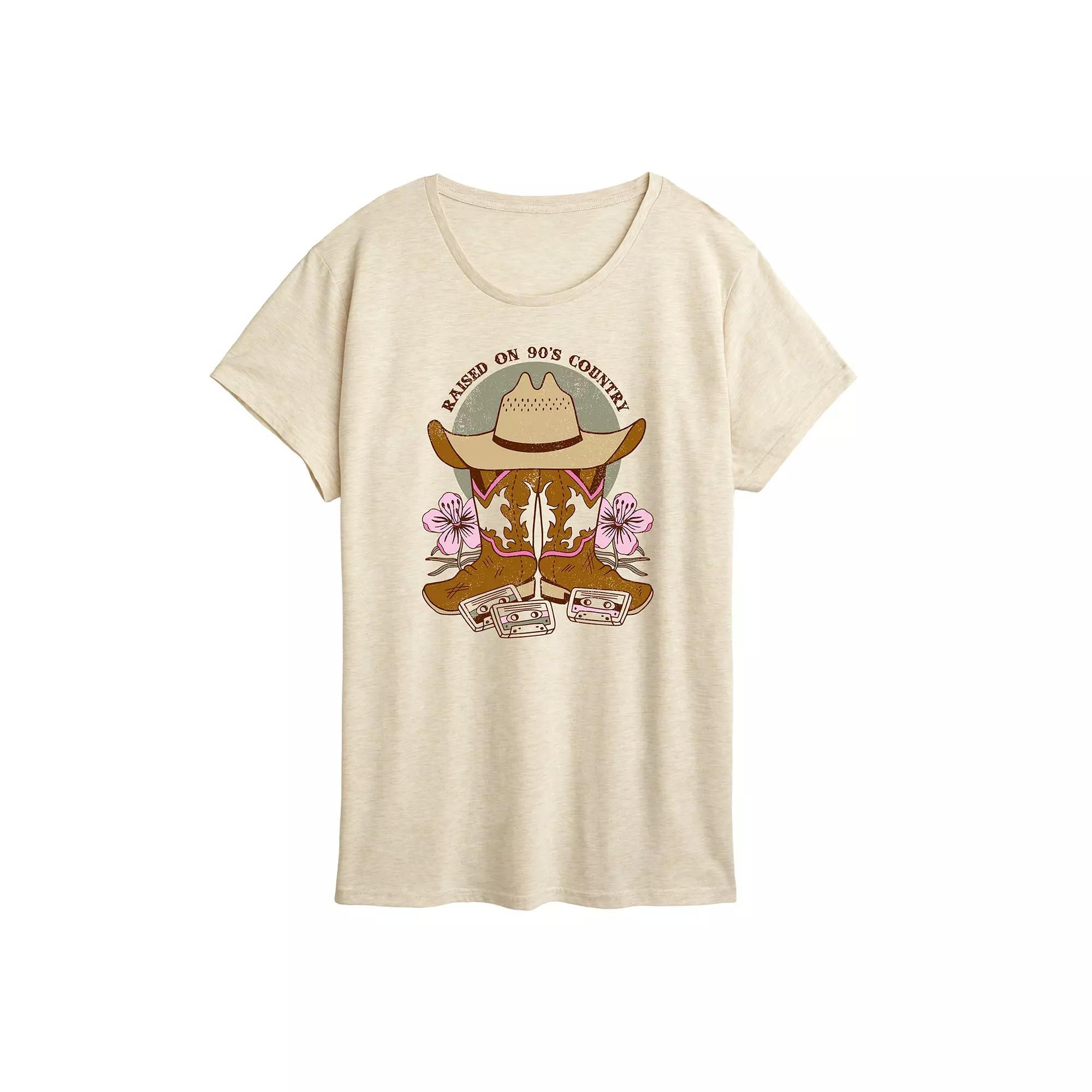 Women's Raised On 90's Country Graphic Tee, Size: Small, Grey Gray Product Image