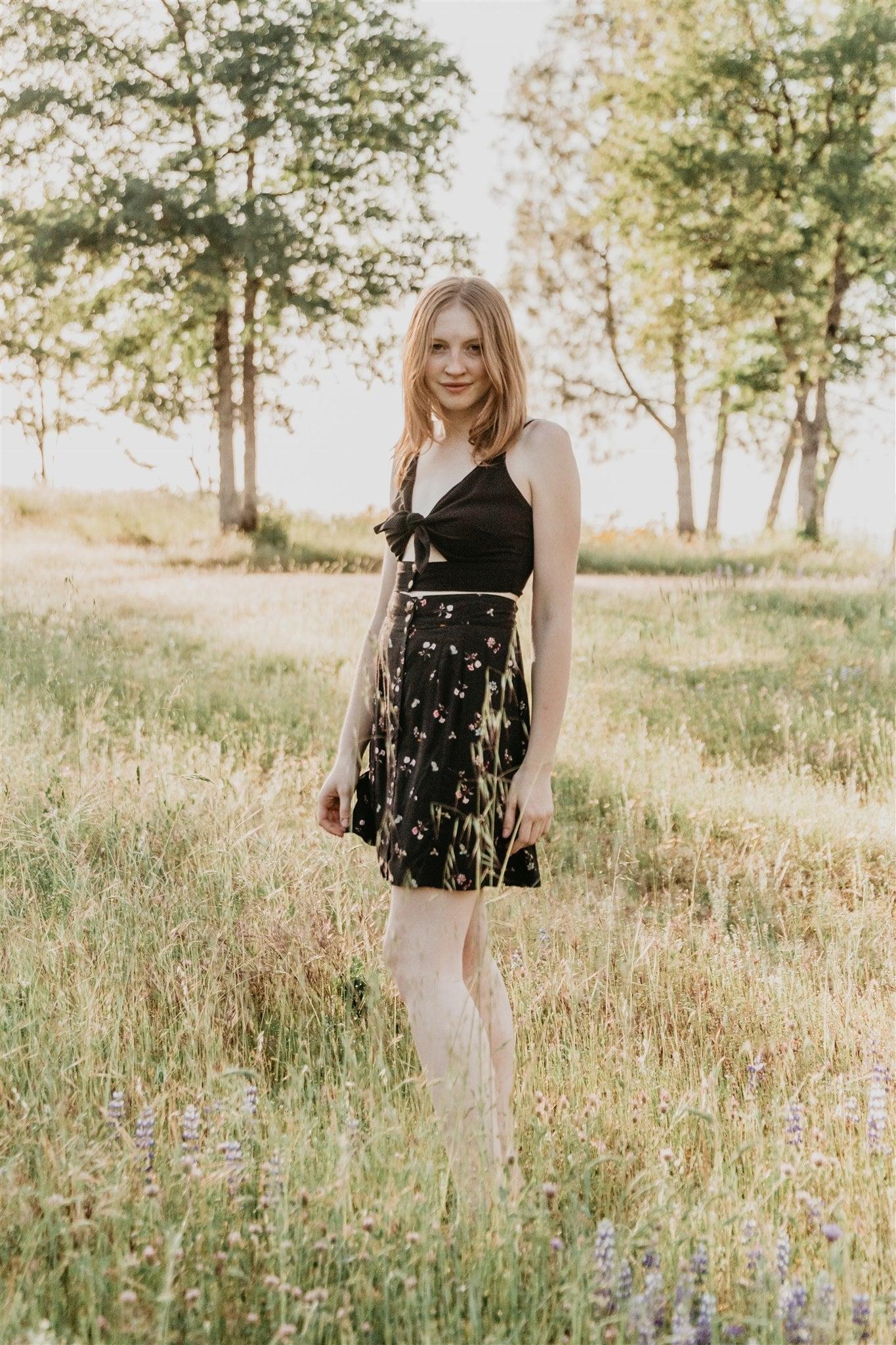 Rah Rah Skirt in Dark Floral Product Image