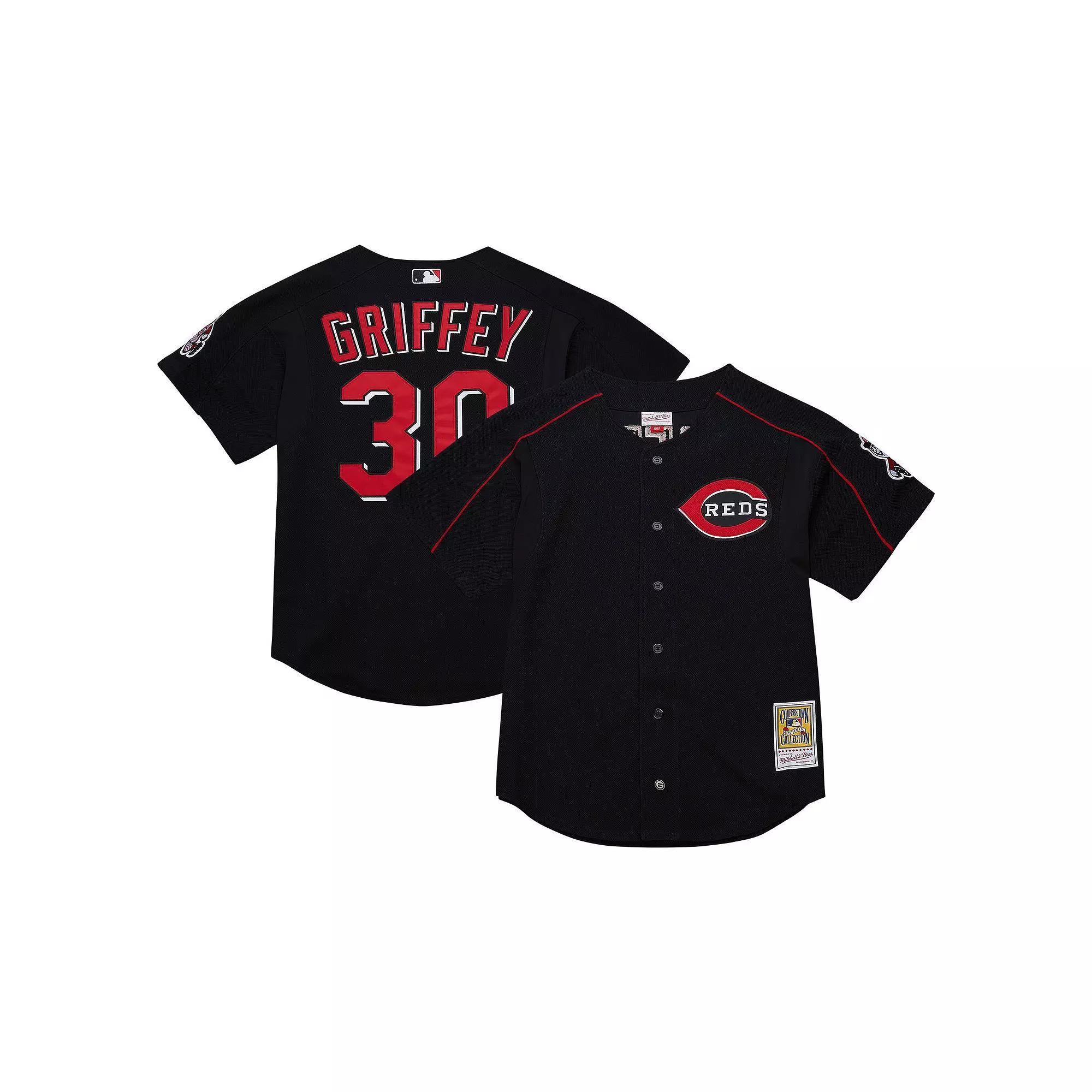 Mens Mitchell & Ness Ken Griffey Jr. Black Cincinnati Reds Cooperstown Collection Authentic Mesh Batting Practice Jersey Product Image