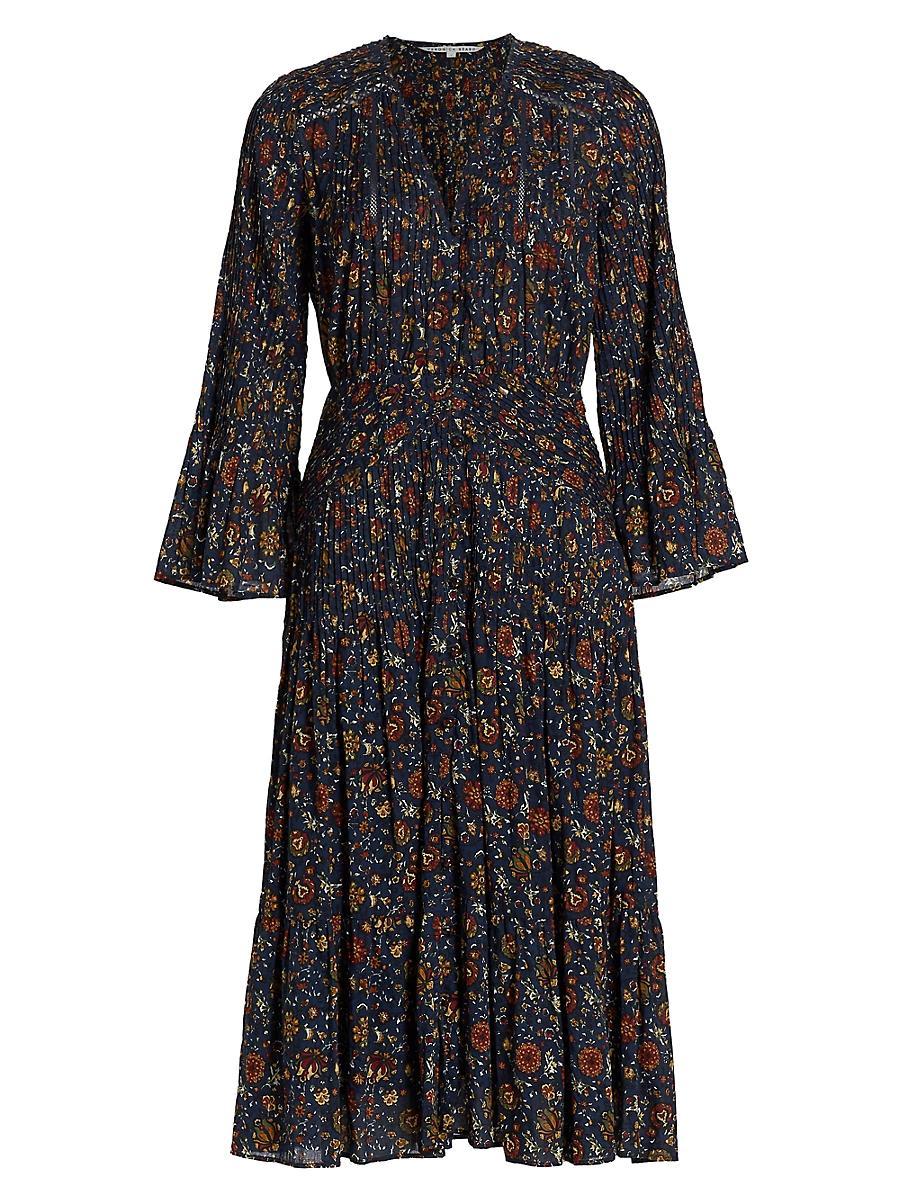 Womens Shireen Pleated Floral Midi-Dress Product Image