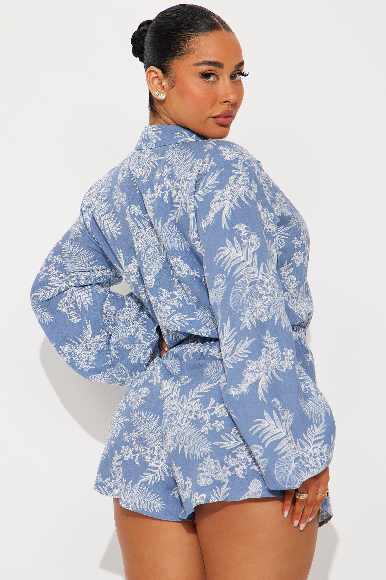 Farah Floral Romper - Blue/combo Product Image