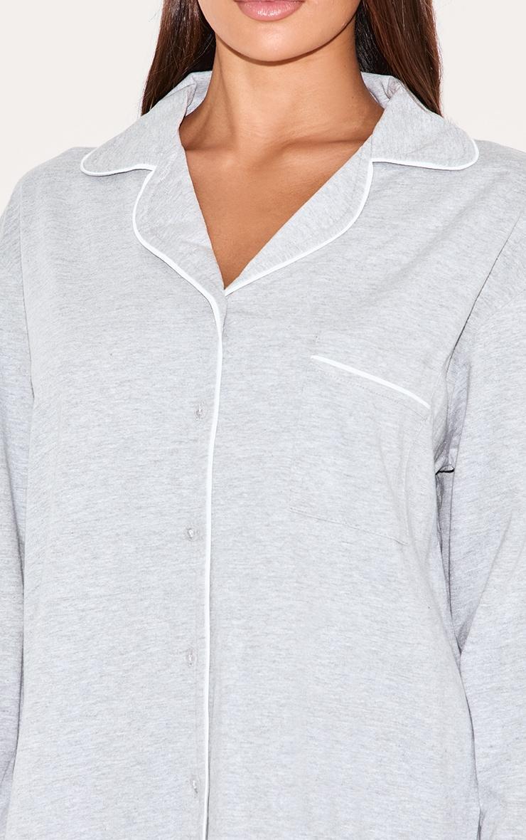 Grey Marl Jersey Piping Long Sleeve Nightdress Product Image