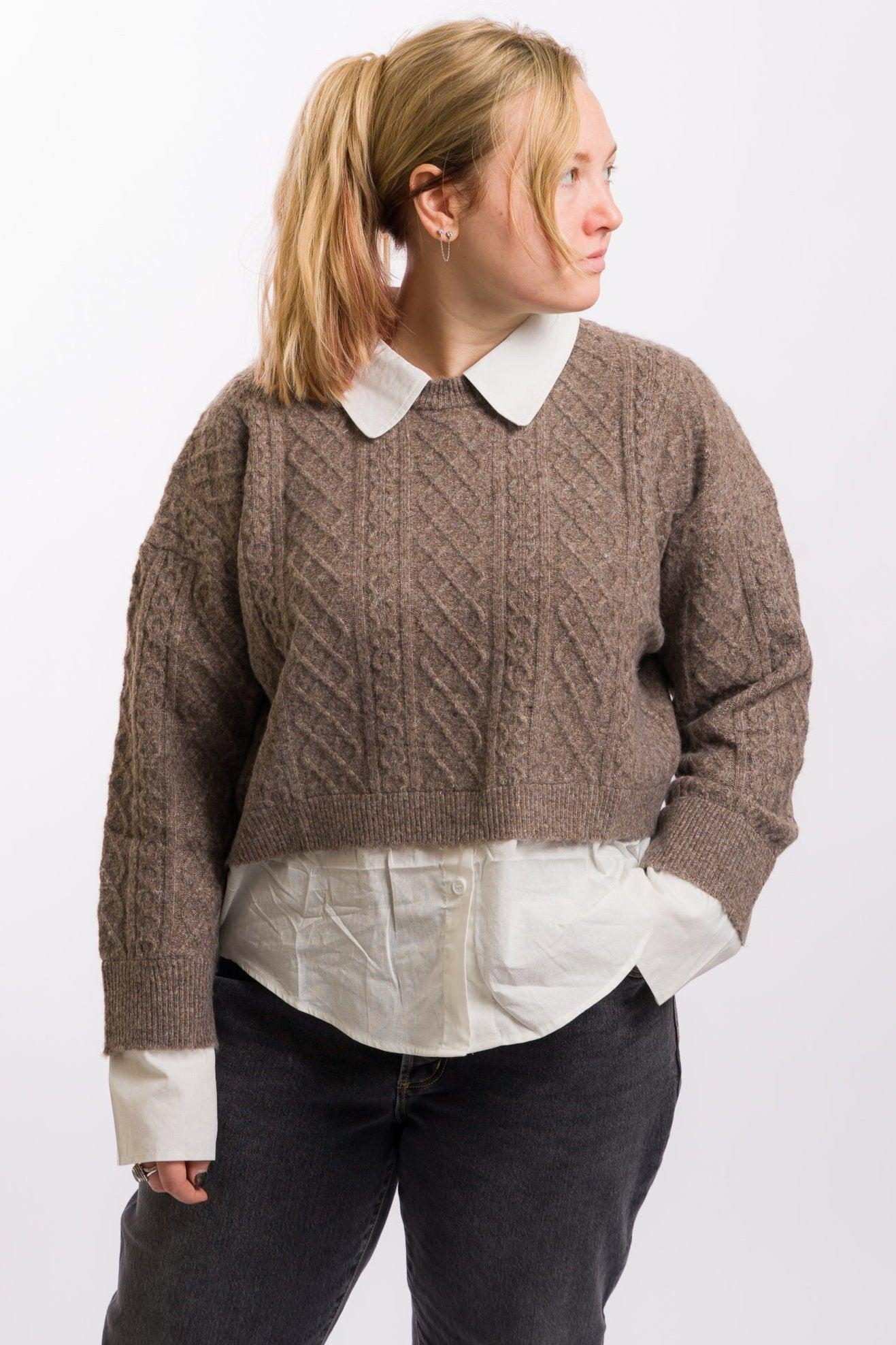 Miou Muse Sweater and Shirts Combo - Mocha/White Product Image