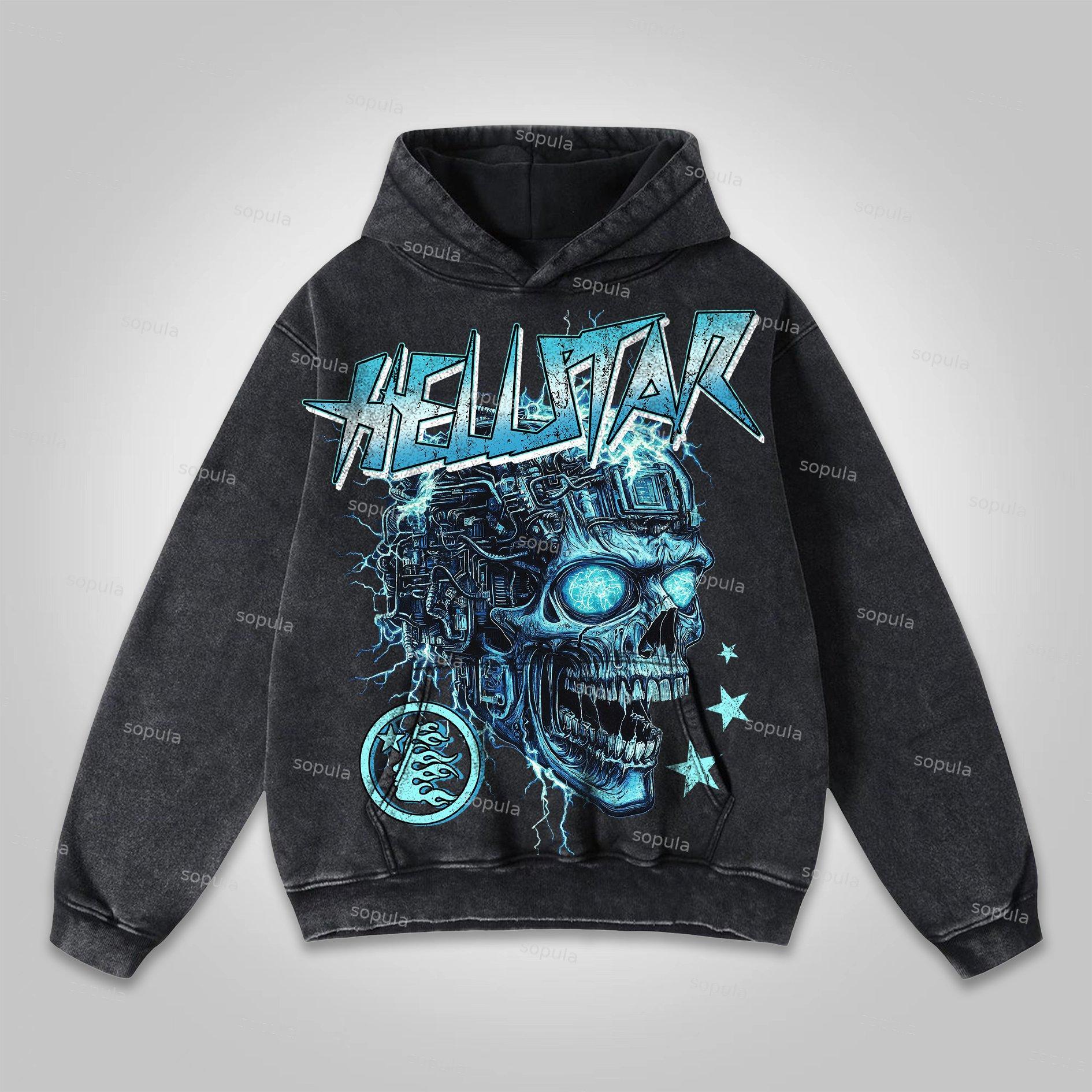 Skeleton Wrangler Rodeo Print Washed Hoodie Product Image