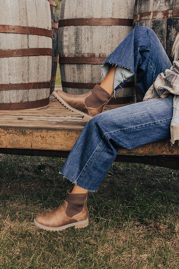The Cabin Fever Faux Leather Bootie in Chestnut Product Image