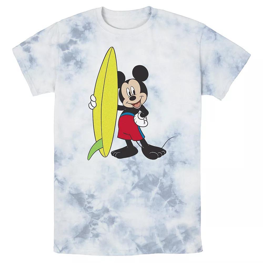 Men's Disney Mickey Mouse Surfer Outfit Wash Tee, Size: Small, White Blue Product Image