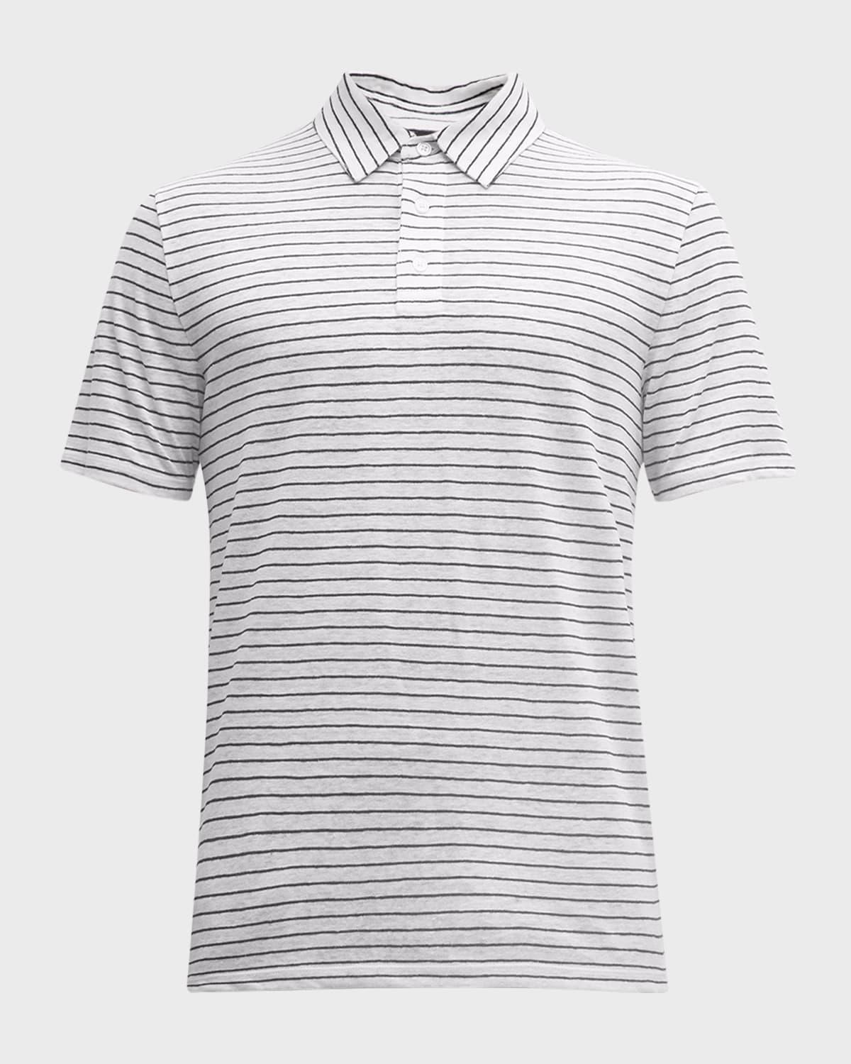 Men's Striped Linen Polo Shirt Product Image