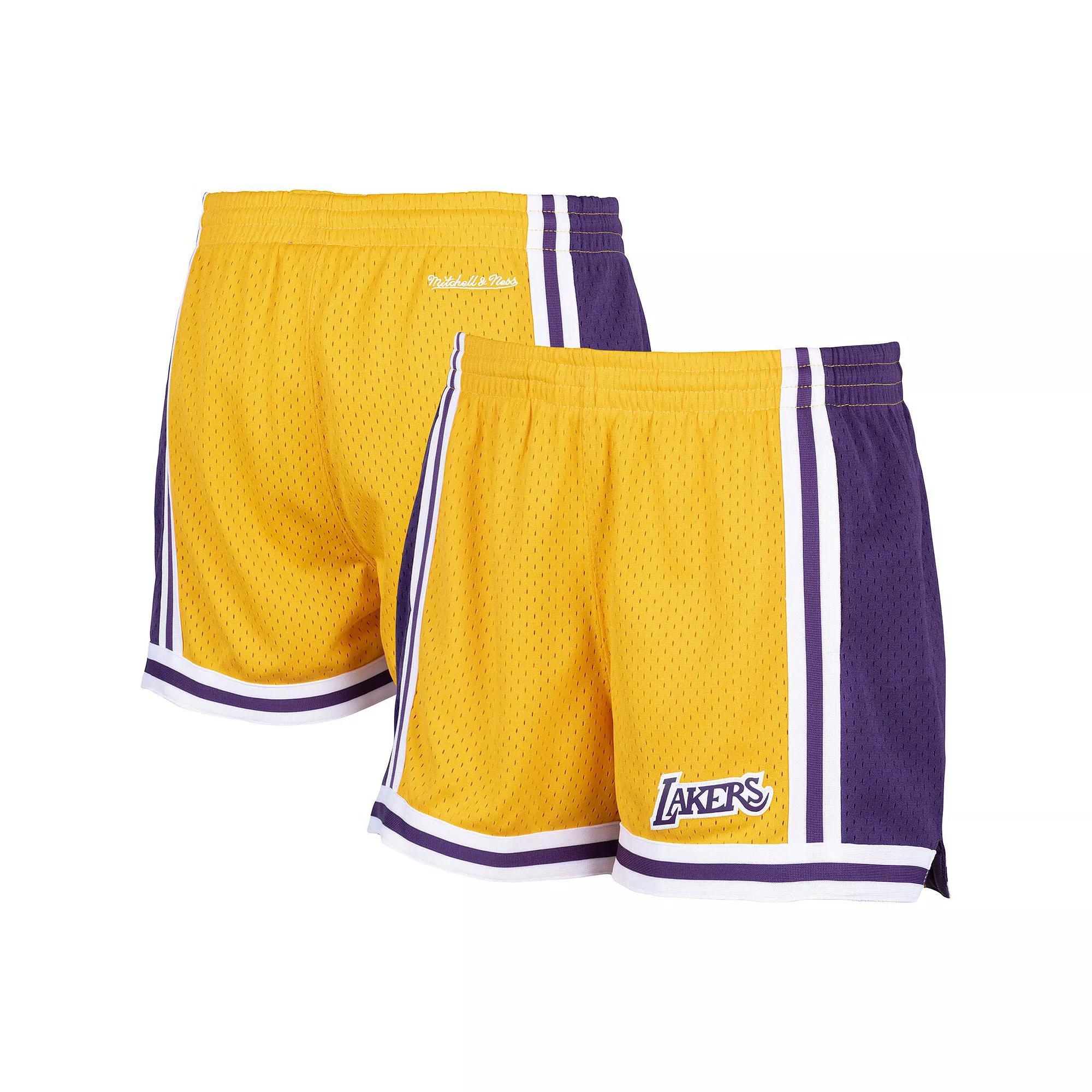 Women's Mitchell & Ness Gold Los Angeles Lakers Jump Shot Shorts, Size: Large Product Image