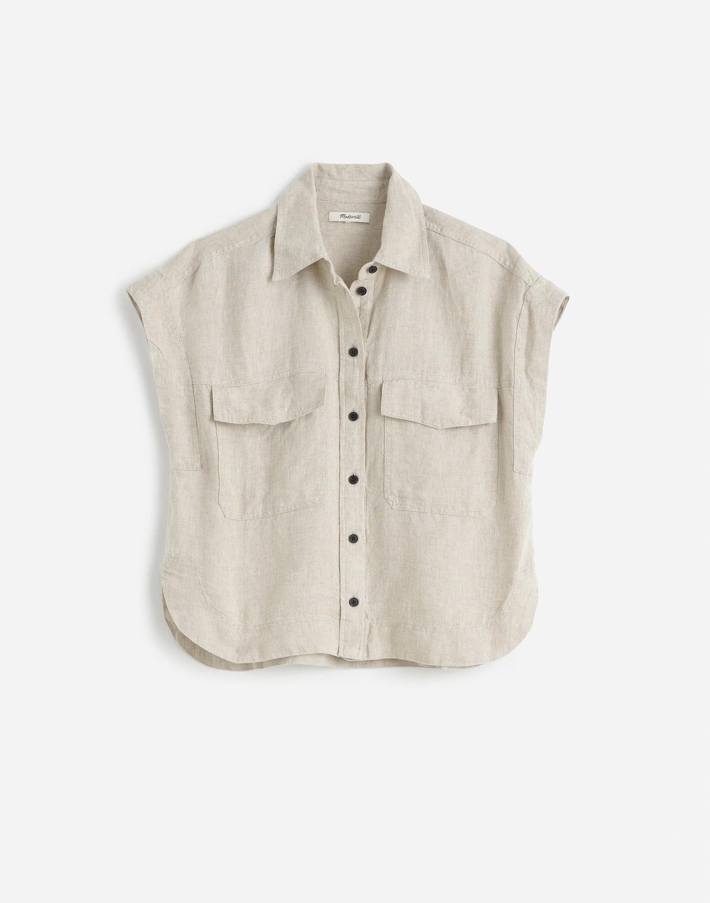 Boxy Cargo-Pocket Button-Up Shirt Product Image