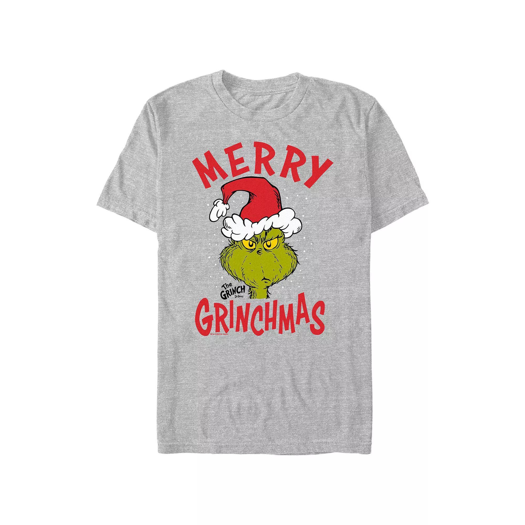 Big & Tall Dr. Seuss The Grinch Merry Christmas Graphic Tee, Men's, Size: XXL, Light Blue Product Image