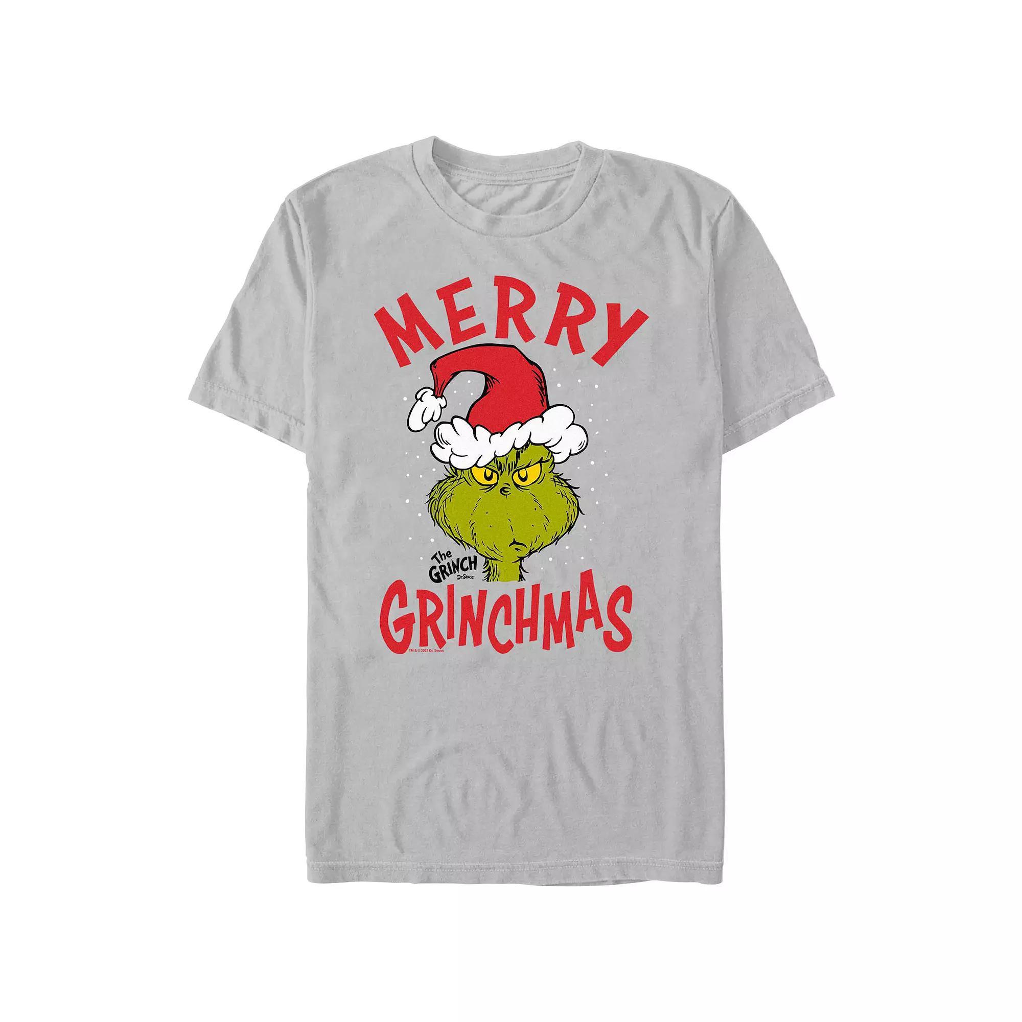 Big & Tall Dr. Seuss The Grinch Merry Christmas Graphic Tee, Men's, Size: Small, Silver Product Image
