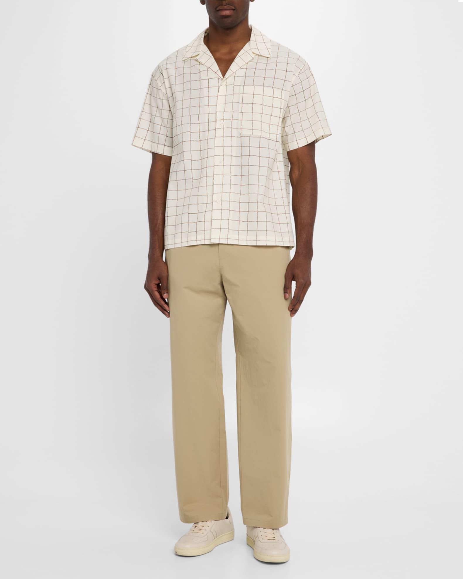 Men's Grid-Print Camp Shirt Product Image