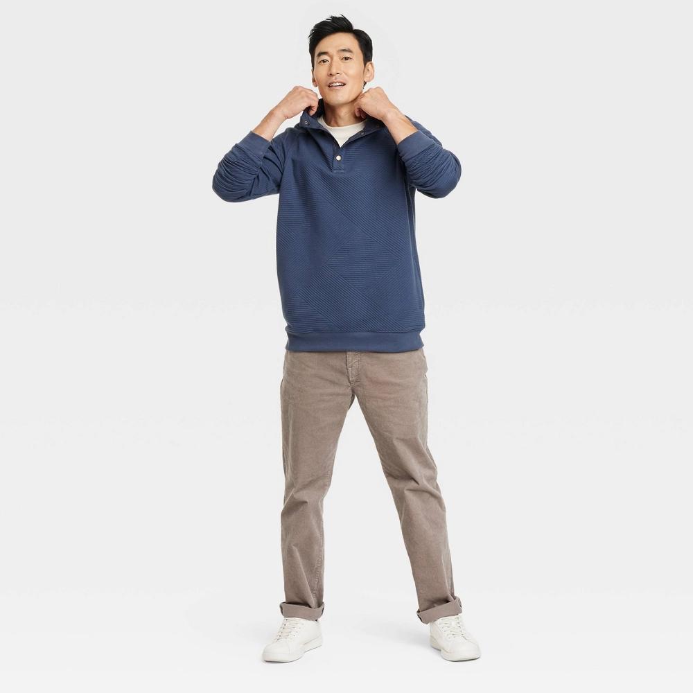Mens Quilted Snap Pullover Sweatshirt - Goodfellow & Co Blue Product Image