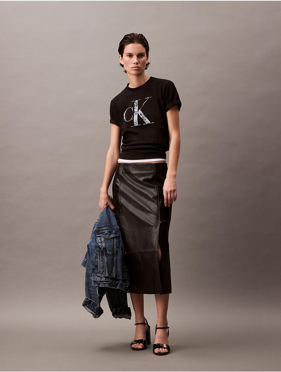 Calvin Klein Womens Classic Printed Monogram Logo Tee - White - S Product Image