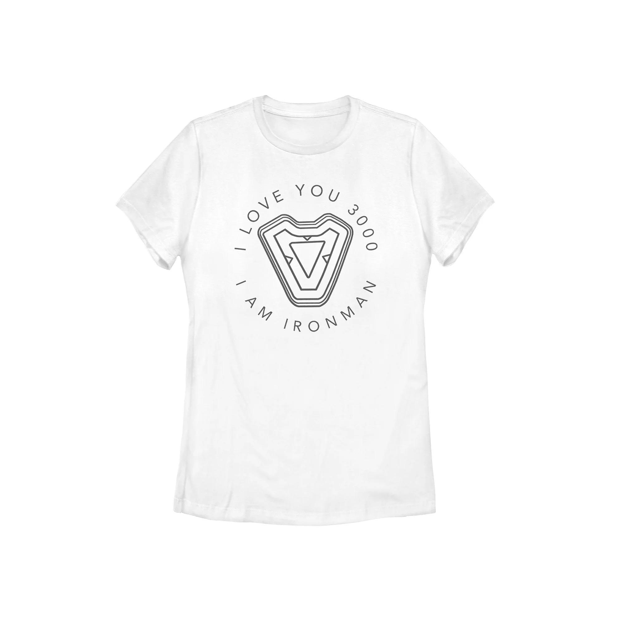 Juniors' Marvel's Avengers Iron Man Heart Arc Reactor Quote Tee, Girl's, Size: XXL, White Product Image